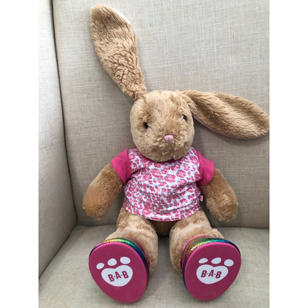 Build A Bear BAB Rabbit Pink/White Sequin Top & Glittery Shoes 15"